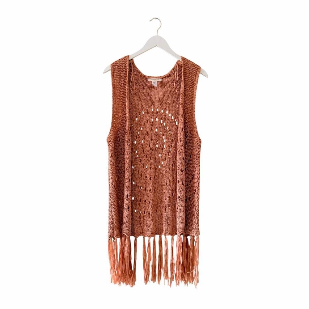Canyon River Blues Open Front Recycled Bottles Bohemian Fringe Layering Lagenloo